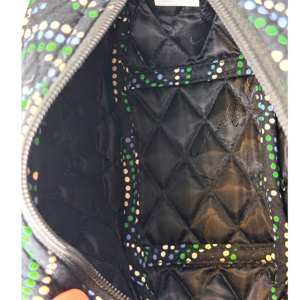 Vera Bradley Quilted Cotton Cosmetic Pouch Black Dot Swirl Travel Bag Dop Kit